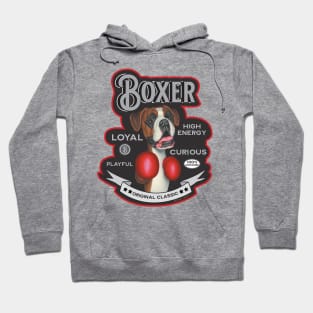 funny cute Vintage Boxer Dog with Boxing Gloves Hoodie